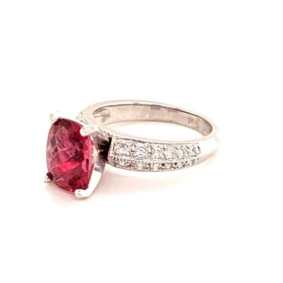 Diamond Tourmaline Rubellite Ring 6.75 14k Gold 4.10 TCW Certified $4,600 911206 - Picture 12 of 17